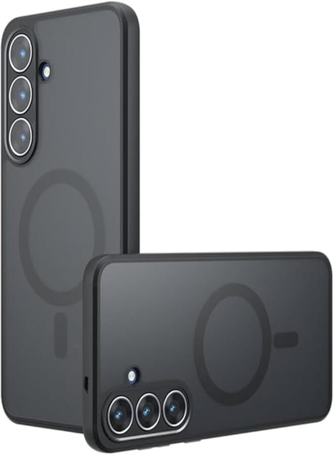 FASCINATION phone case compitable with samsung galaxy S25 FE Magnetic Phone Case, [Compatible with Mag-safe] Translucent Matte Black Shockproof TPU bezel +PC back case phone Cover